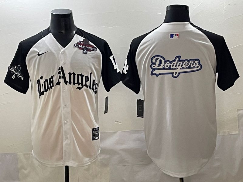 Men 2025 Los Angeles Dodgers Blank White black Five generations Joint Name Nike MLB Jersey style 52613